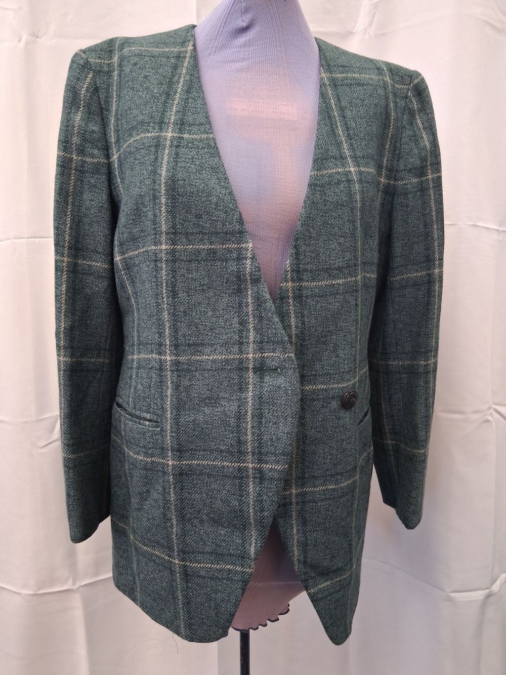 Jones New York - Womens 100% Pure Wool Blazer/jacket, Green, Size 8, Item 170